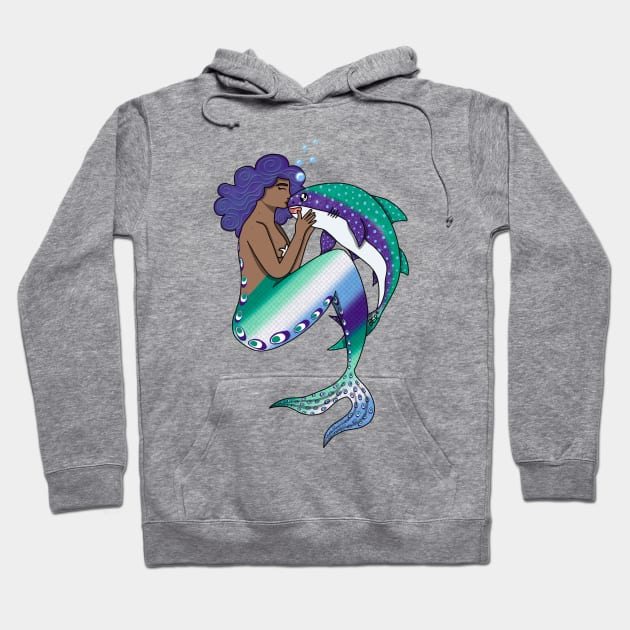 Gay MLM LGBTQ+ Pride Mermaid Hoodie by SentABearToSpace 